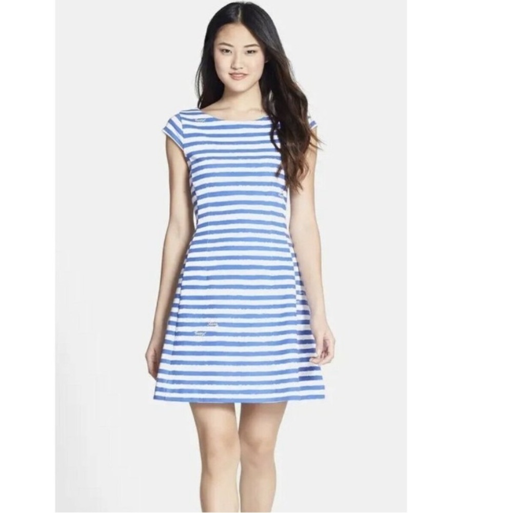Lilly Pulitzer Briella Blue White Stripe Ponte Dress Sm - Picture 2 of 12